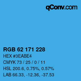 Color code: RGB 62 171 228 | qconv.com