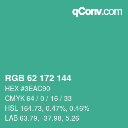 カラーコード: RGB 62 172 144 | qconv.com