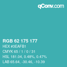 カラーコード: RGB 62 175 177 | qconv.com