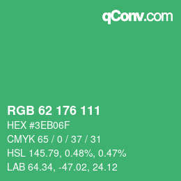 カラーコード: RGB 62 176 111 | qconv.com