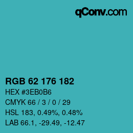 Color code: RGB 62 176 182 | qconv.com