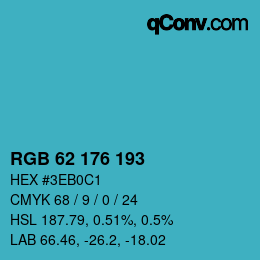 カラーコード: RGB 62 176 193 | qconv.com