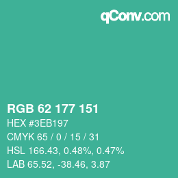 Color code: RGB 62 177 151 | qconv.com