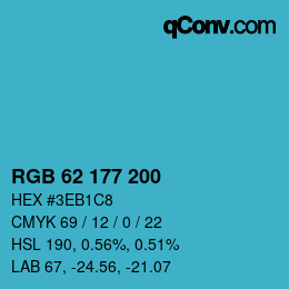 颜色代码: RGB 62 177 200 | qconv.com