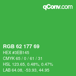 颜色代码: RGB 62 177 69 | qconv.com