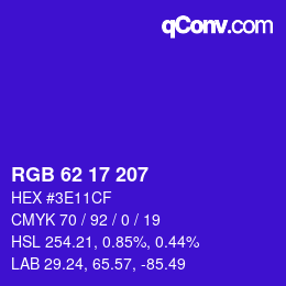 カラーコード: RGB 62 17 207 | qconv.com
