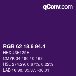 カラーコード: RGB 62 18.8 94.4 | qconv.com