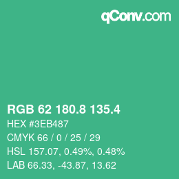 カラーコード: RGB 62 180.8 135.4 | qconv.com
