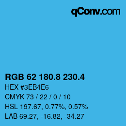 カラーコード: RGB 62 180.8 230.4 | qconv.com