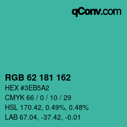 Color code: RGB 62 181 162 | qconv.com