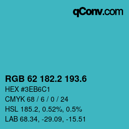 カラーコード: RGB 62 182.2 193.6 | qconv.com