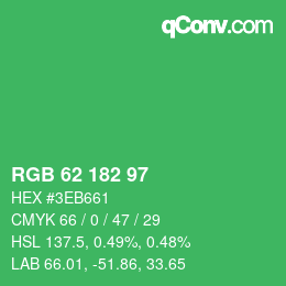 カラーコード: RGB 62 182 97 | qconv.com