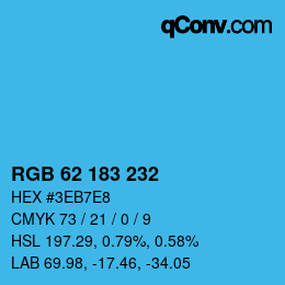 Color code: RGB 62 183 232 | qconv.com