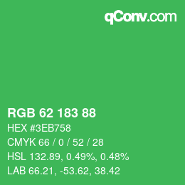 颜色代码: RGB 62 183 88 | qconv.com