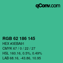 Color code: RGB 62 186 145 | qconv.com