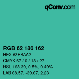Color code: RGB 62 186 162 | qconv.com