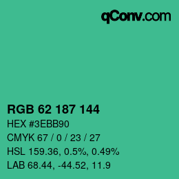 Color code: RGB 62 187 144 | qconv.com