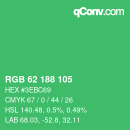 颜色代码: RGB 62 188 105 | qconv.com