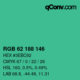颜色代码: RGB 62 188 146 | qconv.com