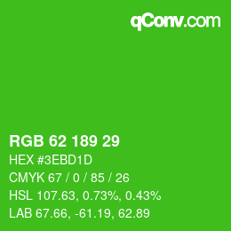 Color code: RGB 62 189 29 | qconv.com
