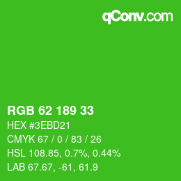 Color code: RGB 62 189 33 | qconv.com