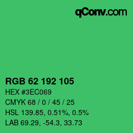 カラーコード: RGB 62 192 105 | qconv.com