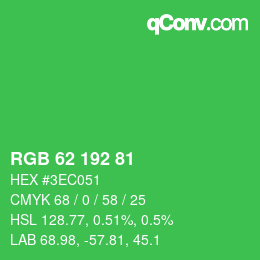 Farbcode: RGB 62 192 81 | qconv.com