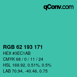 颜色代码: RGB 62 193 171 | qconv.com