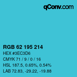 Color code: RGB 62 195 214 | qconv.com
