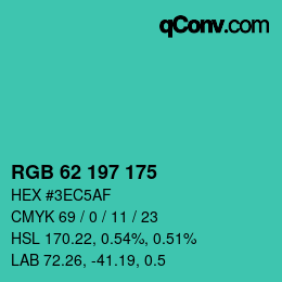 Farbcode: RGB 62 197 175 | qconv.com