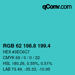 カラーコード: RGB 62 198.8 199.4 | qconv.com