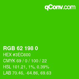 カラーコード: RGB 62 198 0 | qconv.com