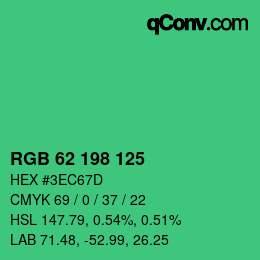 Color code: RGB 62 198 125 | qconv.com