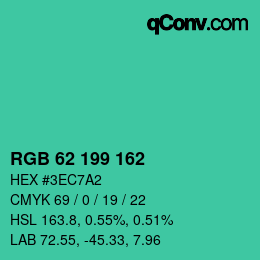 カラーコード: RGB 62 199 162 | qconv.com