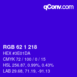 Color code: RGB 62 1 218 | qconv.com