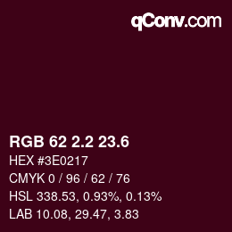 カラーコード: RGB 62 2.2 23.6 | qconv.com