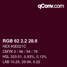 カラーコード: RGB 62 2.2 28.6 | qconv.com