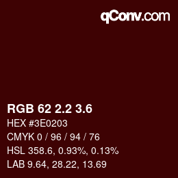 カラーコード: RGB 62 2.2 3.6 | qconv.com