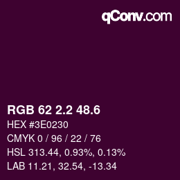 カラーコード: RGB 62 2.2 48.6 | qconv.com