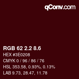カラーコード: RGB 62 2.2 8.6 | qconv.com