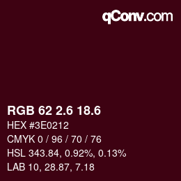 カラーコード: RGB 62 2.6 18.6 | qconv.com