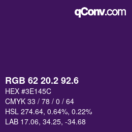 カラーコード: RGB 62 20.2 92.6 | qconv.com