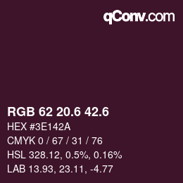 カラーコード: RGB 62 20.6 42.6 | qconv.com