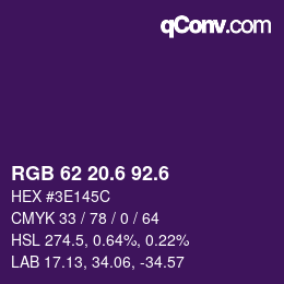 カラーコード: RGB 62 20.6 92.6 | qconv.com