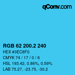 カラーコード: RGB 62 200.2 240 | qconv.com