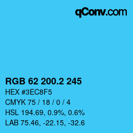 カラーコード: RGB 62 200.2 245 | qconv.com