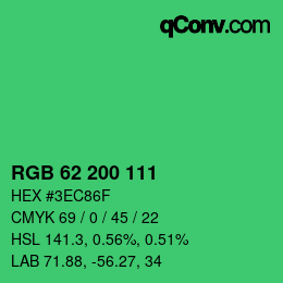 カラーコード: RGB 62 200 111 | qconv.com