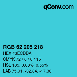 カラーコード: RGB 62 205 218 | qconv.com