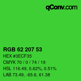 Color code: RGB 62 207 53 | qconv.com