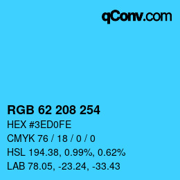 Color code: RGB 62 208 254 | qconv.com